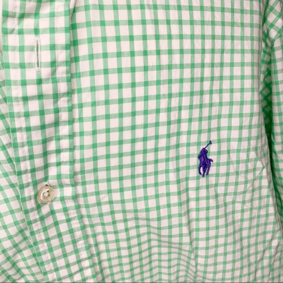 Ralph Lauren Green Checkered Button Down Shirt Lg - Picture 3 of 5